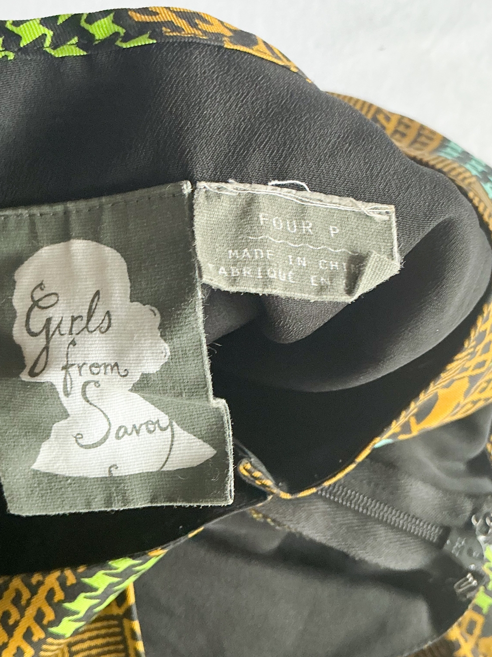 Girls From Savoy Anthropologie Silk Geometric Print Fit & Flare Dress Size 4P - Picture 2 of 9